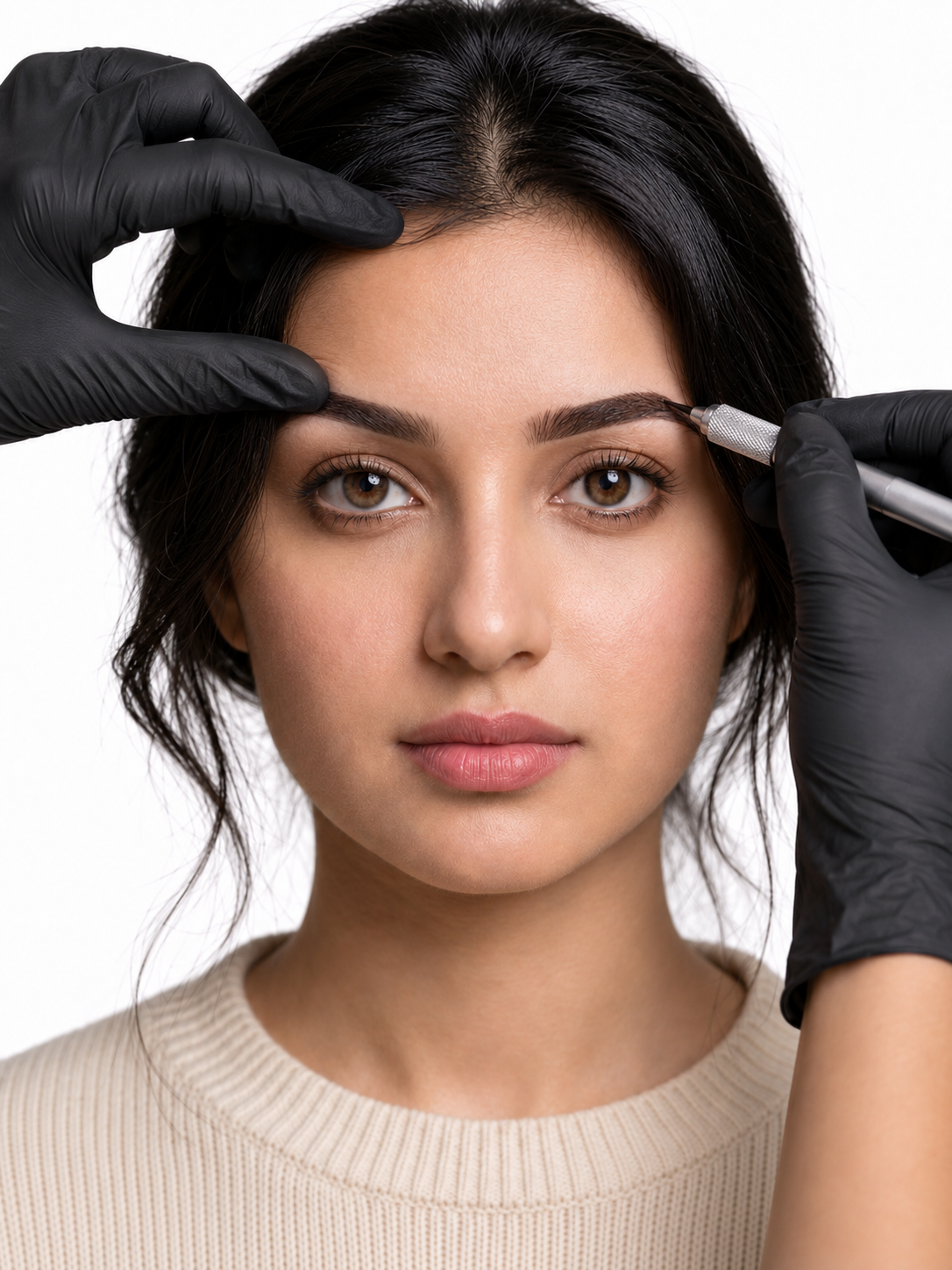 Live Model Implantation — Real client microblading session