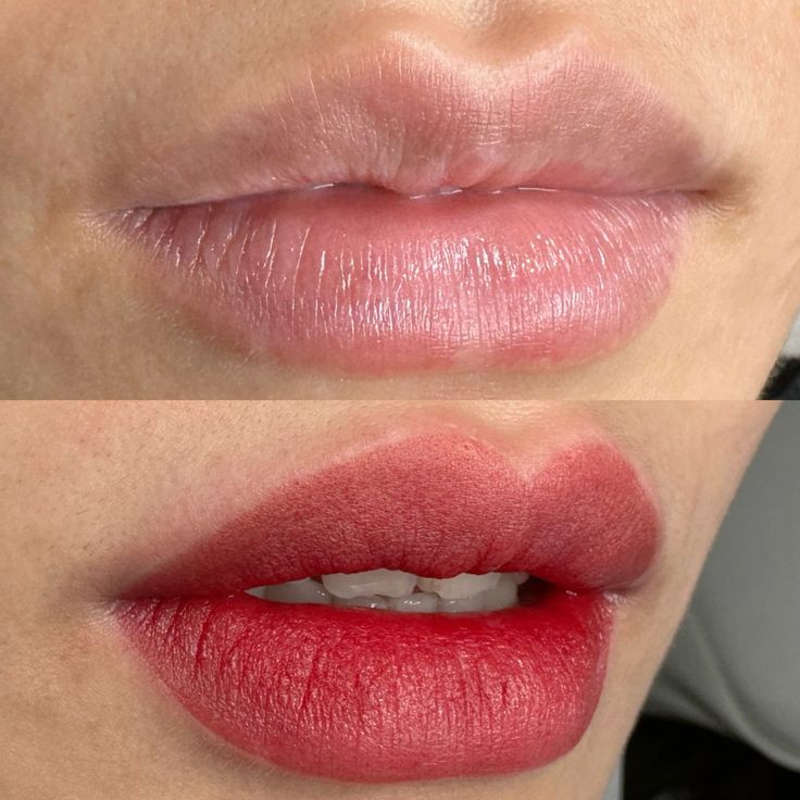 Lip blush PMU before and after — Luxtique Academy