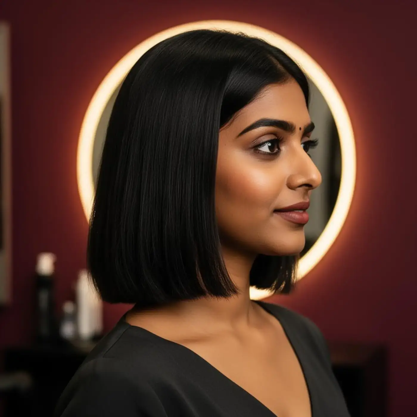Collarbone-length hair before extensions at Luxtique