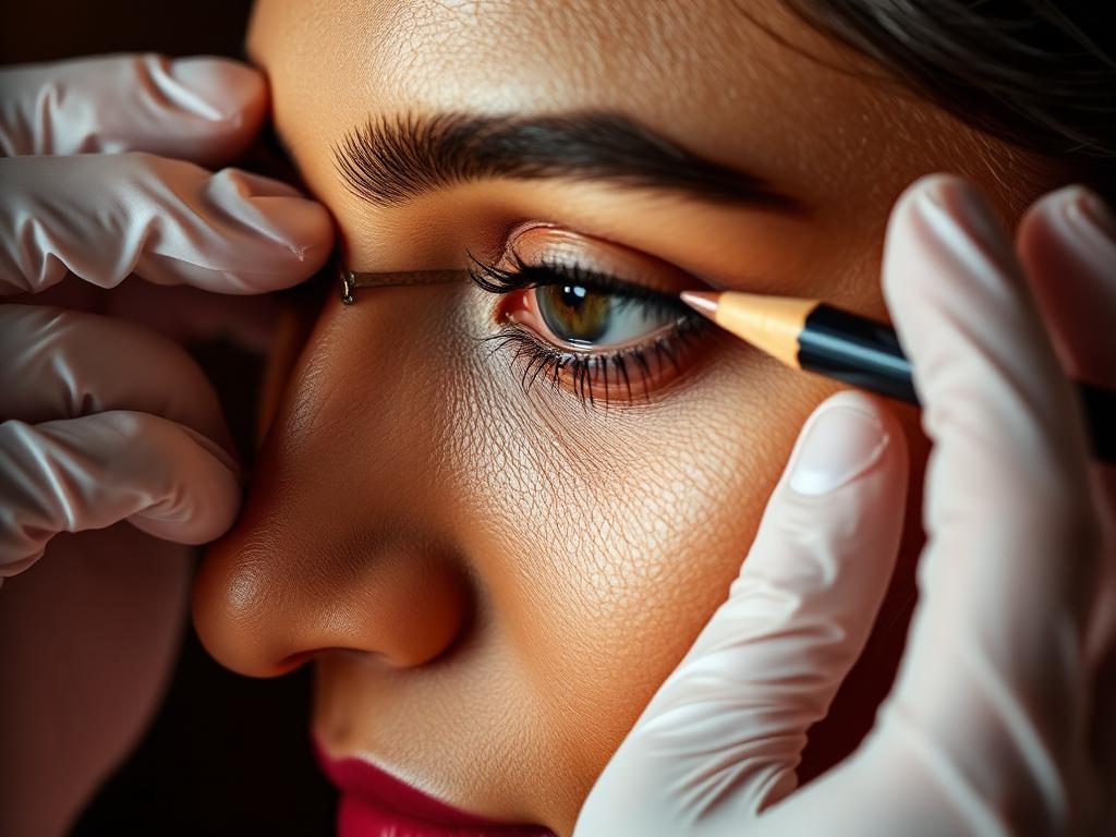 Brow Mapping & Symmetry — Golden-ratio measurements · pre-draw mapping